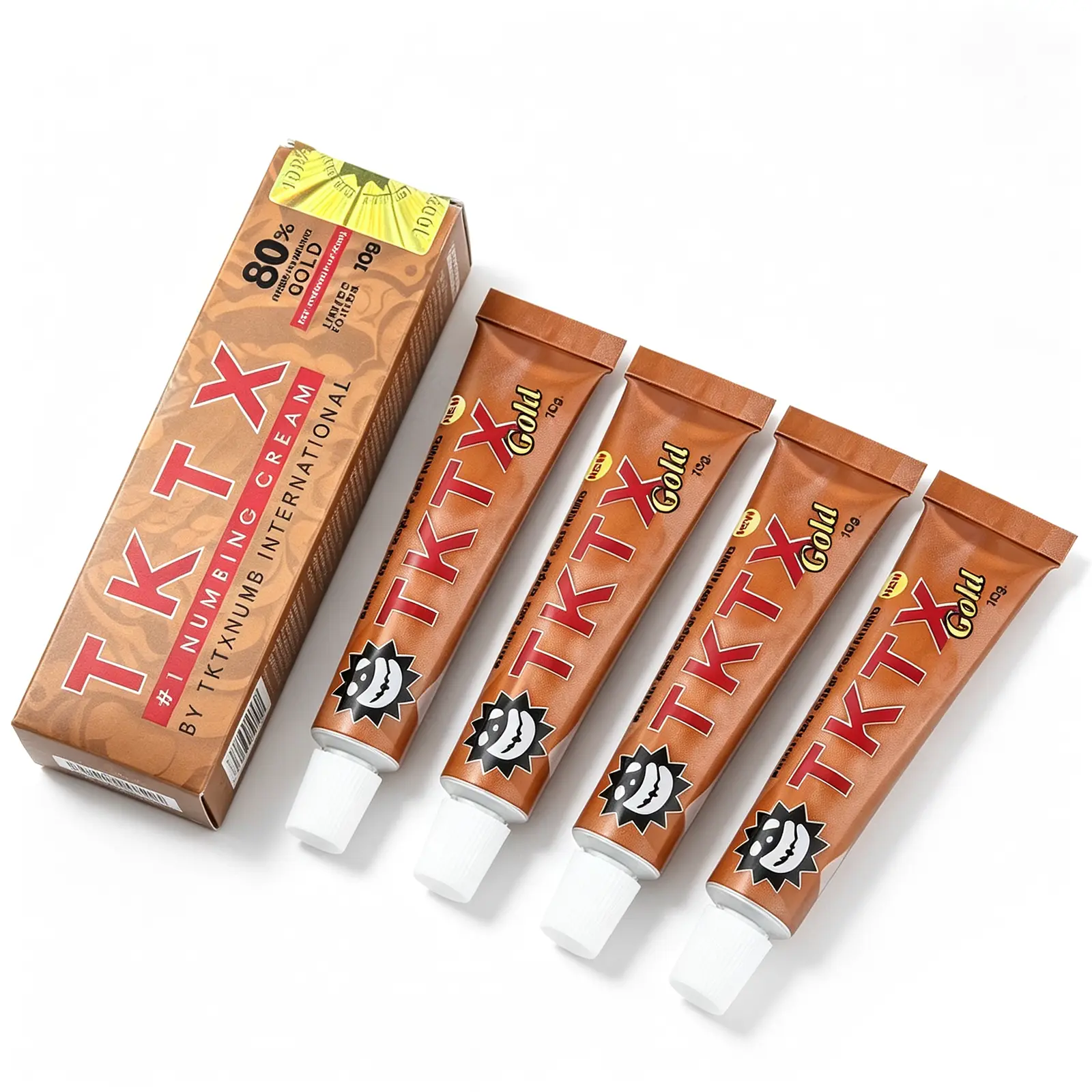 TKTX Gold Extra Strength Tattoo Numbing Cream 4 Pack | 80% Fast-Acting Numbing Formula, Gentle Refreshing Texture, Long-Lasting Deep Soothing, Effective Pain & Discomfort Relief | Enjoy a Flawless, Distraction-Free Tattoo Experience