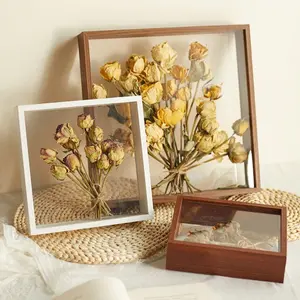 Wood Dry Flower Display Frame INS Clear Bouquet Display Box Wall Mount Flower Specimen Storage Frame Home Decor