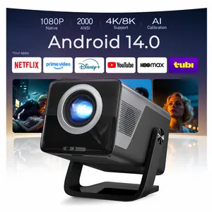 [2000 ANSI Daylight Visible] X7 Native 1080P Smart Video Projector 4K 8K Input, Android 14 Projecteur Portatif with HiFi Sound, Auto Focus & Keystone, WiFi Bluetooth Home Theater Netflix