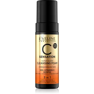 Eveline Cosmetics C-Sensation Illuminating Facial Cleansing Foam with Vitamin C Daily Skincare Face Wash Aloe Flower Radiance Sensitive