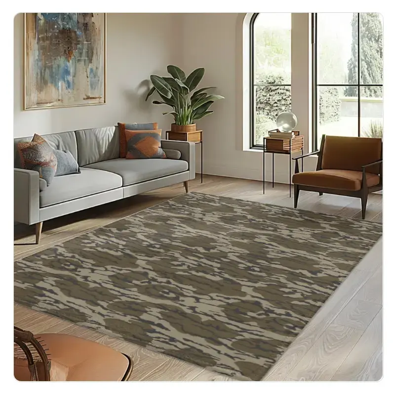 Original Bottomland Everything Bottom Lands Camo Large Size Square Velvet Rug | Polyester - Rug with Camouflage Design