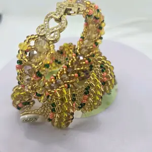 Orisha Oshun Ololodi Bracelet with Multicolor Beads and Gold Accents for Stylish Accessory