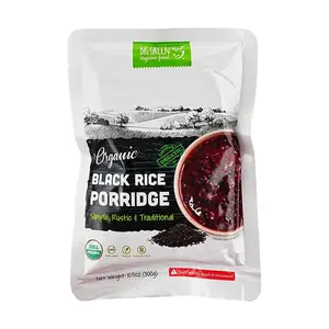 BIG GREEN Organic Black Rice Porridge - Instant Ready-to-Eat Breakfast Bowl, USDA Certified, Non-GMO, Vegan, Gluten-Free, 300g