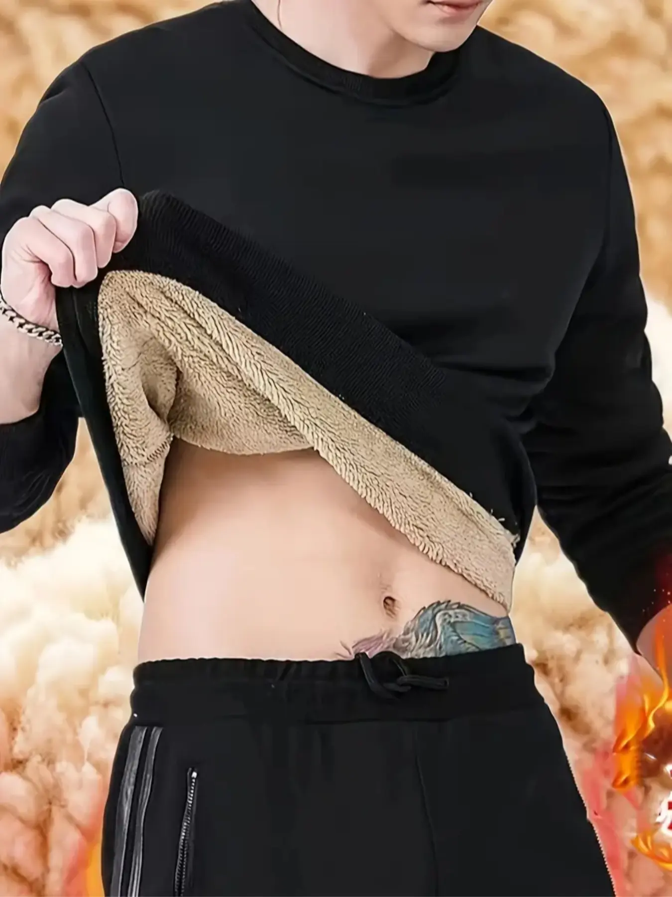 Men's thick thermal Heavy Hoodie Long Sleeve - extreme cold winter pullover Sweatshirts, non-stretch fabric - suitable for outdoor casual wear. Winter warm upper garment Tops, plush lining comfortable style.