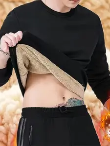 Men's thick thermal hoodie Long Sleeve - extreme cold winter pullover Sweatshirts, non-stretch fabric - suitable for outdoor casual wear. Winter warm upper garment Tops, plush lining comfortable style.