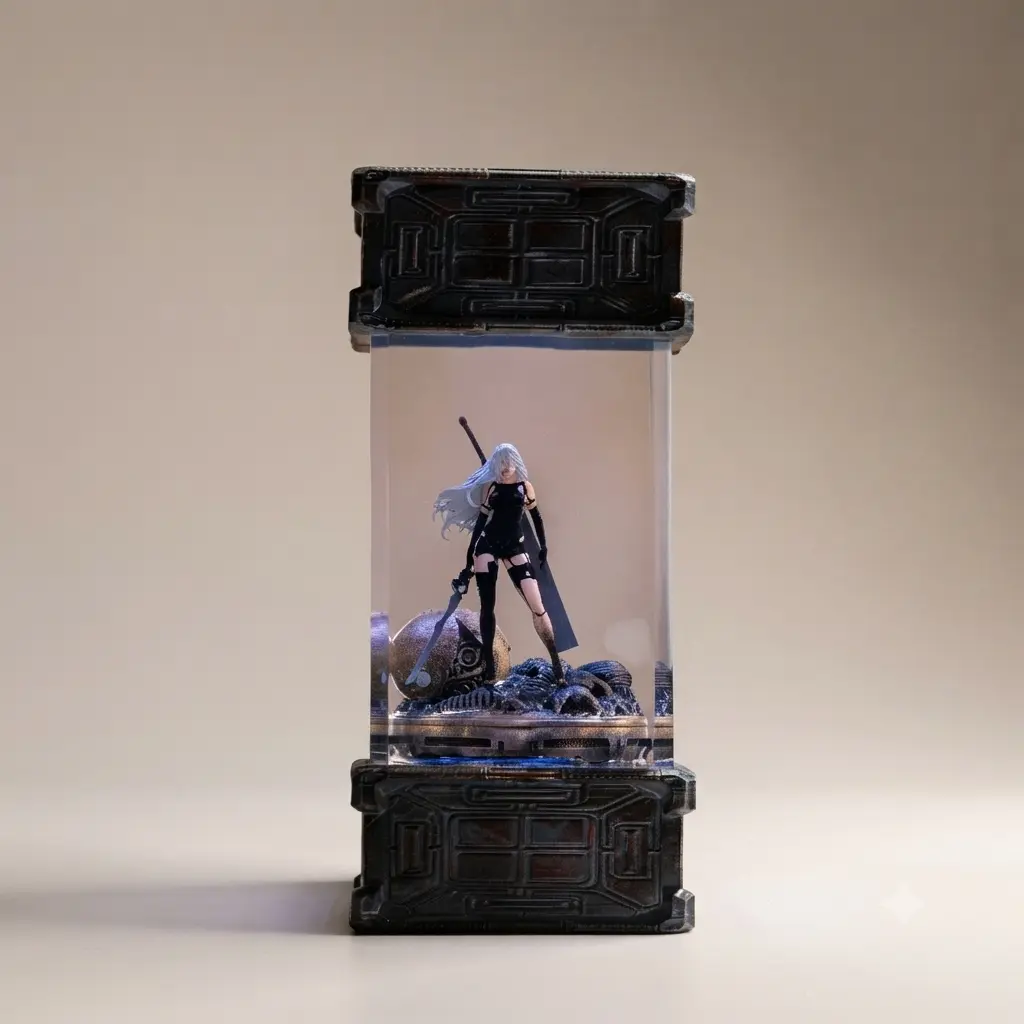 NieR:Automata A2 Resin Night Light, YoRHa LED Lamp with 16 Colors & Remote, USB Powered Gaming Desk Decor