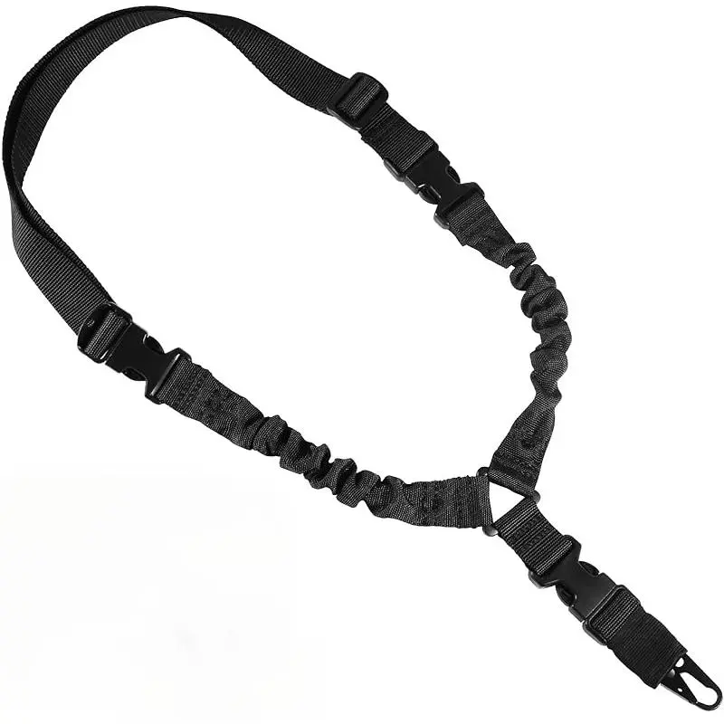 Adjustable Traditional Quick-Release Flexible Climbing Sling - 120cm, 220g, Contracted 112x Extended 150cm, High-Quality Elastic Rubber, Steel Metal Eagle Beak Buckle, Outdoor Vertical Single-Point Crossbody Safety Rope Gun Accessory