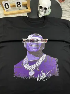 Nelly Rapper T-shirt, Gift For Fan, Retro Y2k Casual Women's Fashion Top Basic Elastic Grey Knit Short Sleeve Crew Neck Unisex Heavy Cotton Tee with Purple Graphic Design - Garment - Womenswear