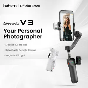 【DealsForYouDays】Hohem iSteady V3 Gimbal Stabilizer for SmartiPhone, Magnetic AI Tracker with Light, Built-in Extendable Rod & Tripod, Detachable Remote Control,selfiestick,Phone Accessories,Suitable for Android & iPhone 17 series, Travel, Vlog, TikTok