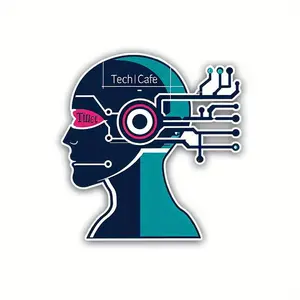 1PC Street Trendy Cyber Tech Logo Sticker For Carry Bags, Tech Cultural Products, Personalized Decor Personalized Cyber Head + Circuit Board Decor Daily With Future Tech Trend Vibe A Must-Have For Tech/Cyber Groups