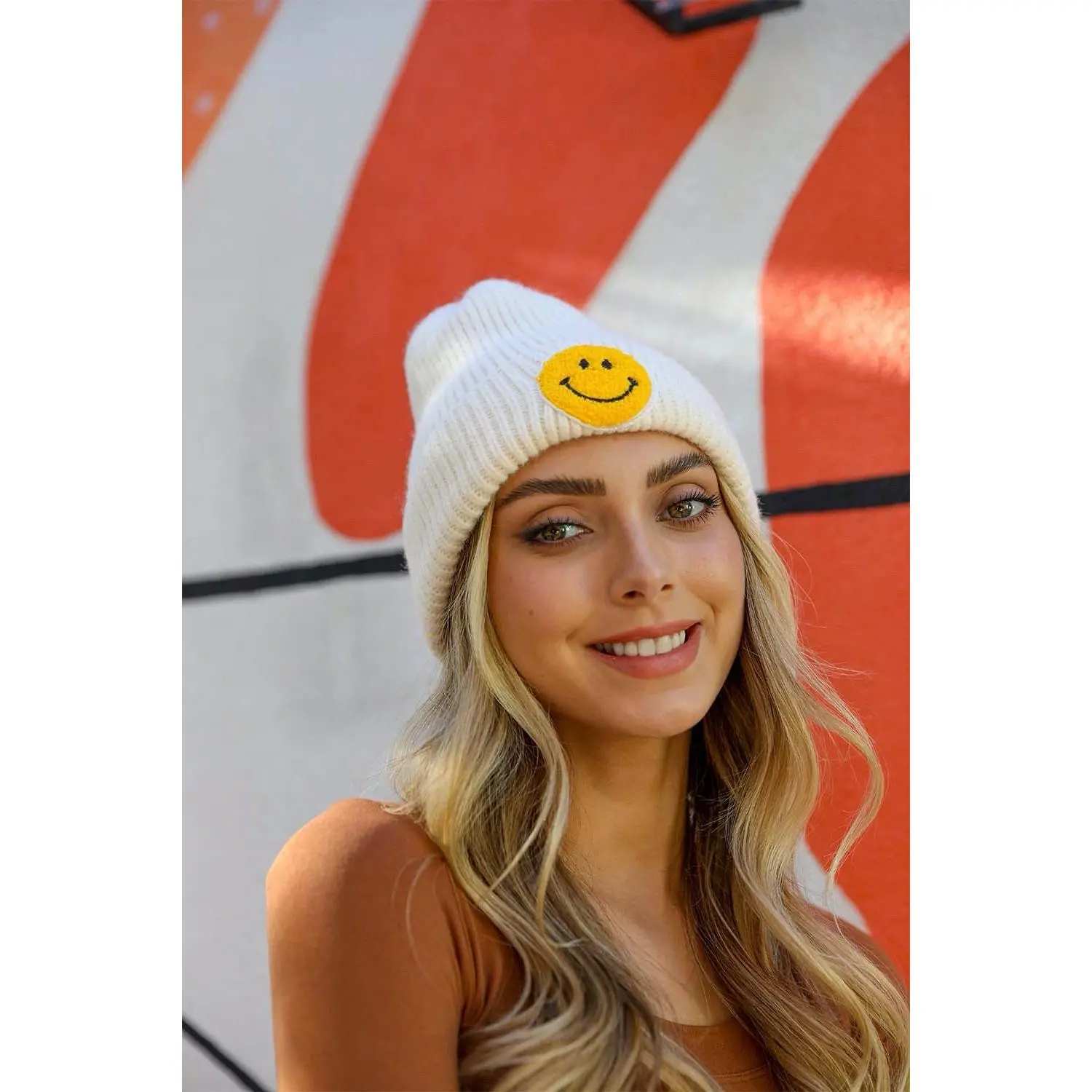 Smiley Face Ribbed Beanie 🙂