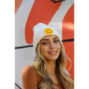 Smiley Face Ribbed Beanie 🙂