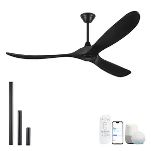60inch Smart Ceiling Fans with Remote/APP/Alexa Voice Control 3 Reversible Farmhouse Wood Blades 6 Speed for Ourdoor Patio Living Room
