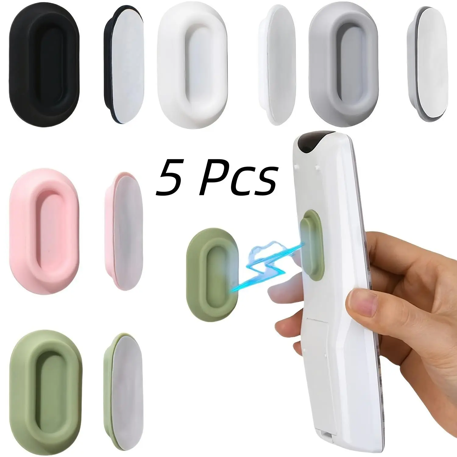 5 Pack Magnetic Remote Control Hook, Magnetic Base Hook, adhesive TV Controller Holder for Air Conditione & TV Backside No Drill Self-Adhesive Organizer TV Remote Holder for Bed, Fan, RV Accessories, Wall Mounted Hook, Self Adhesive Hooks