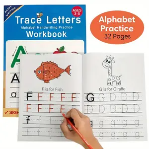 English Alphabet A-Z & Numbers 1-100 Handwriting Practice Book, 32 Pages for Capital & Small Letters, Preschool to Elementary School