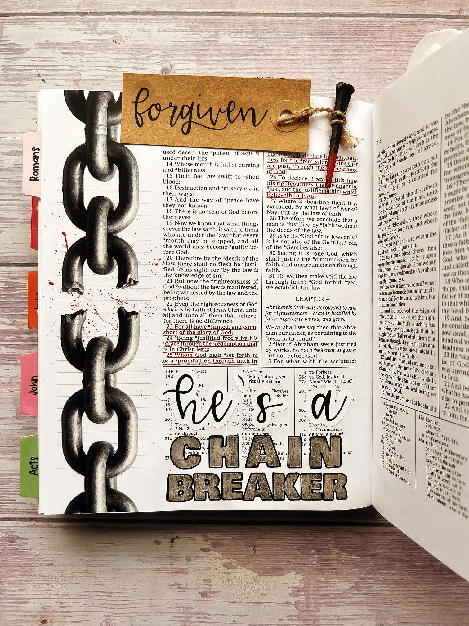 He's a Chain Breaker New Testament Bible Journaling Page Kit Forgiven Paper