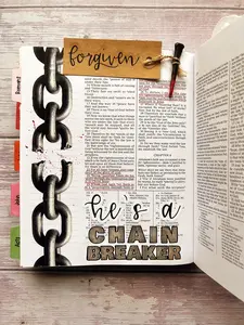 He's a Chain Breaker New Testament Bible Journaling Page Kit Forgiven Paper