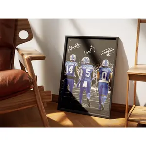 [ SALE UP 45% - UNFRAMED POSTER ] Amon-Ra St Brown David Montgomery Jahmyr Gibbs Poster, Signed Football Wall Art