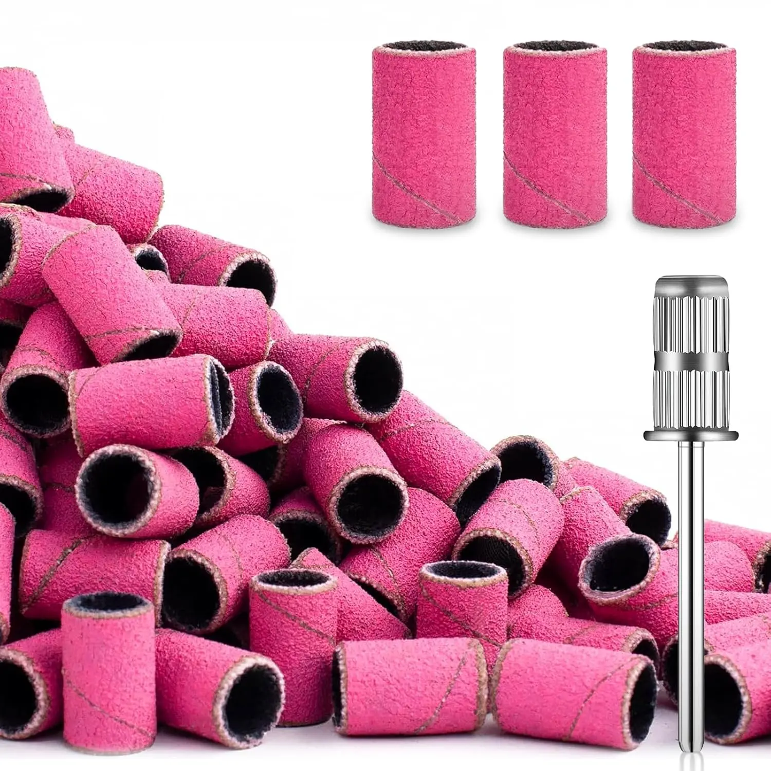 120 count  Drill Bits Sanding Bands with  Drill Bits, Professional Sand Band 180# Fine Grit  File Sanding Bands for  Nails Manicures and Pedicure