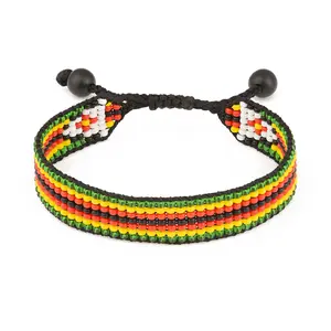 Zimbabwe Flag Bracelet: Handmade Bracelet,Adjustable Beaded Boho-Style Rope Bangle with Patriotic Design