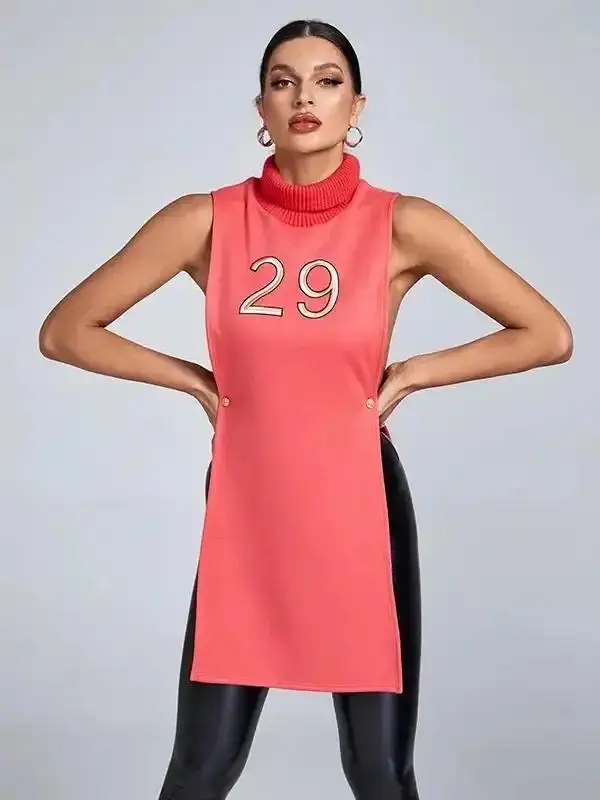 Trendy Letters Embroidered Sleeveless Dress, elegant silhouette, timeless appeal, graceful flow, versatile piece, trending now, chic look, must-have style, wardrobe staple, elevated style