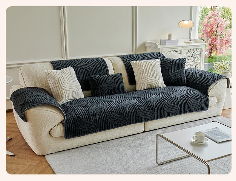 Bepatio 1 Count Jacquard Sofa Cover 1-4 Seat, Solid Color Ultra Soft Slipcover for Stain, Pet Hair & Dustproof, Machine Washable Anti-Slip Bench Couch Cover, Pet Friendly Sofa Towel Mat for Living Room, Dormitory, Hotol