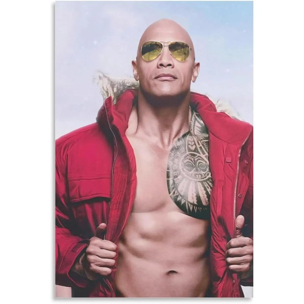 Dwayne "The Rock" Johnson Wrestler-Actor Artistic Canvas Poster, Realistic Image Artwork, Home Room Decor Wall Print Gift for Modern Living Spaces