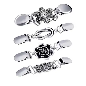 4 Pieces Sweater Brooch Clip Brooch Clips Accessory Antique Dresses Shawl Clips for Cape Scarf Shirt Dress Coat Women Girls