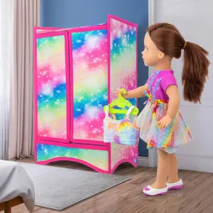 Luxury doll wardrobe set, clothes hanger (random color), storage box, and accessories fit for 18 inch dolls, Christmas gift