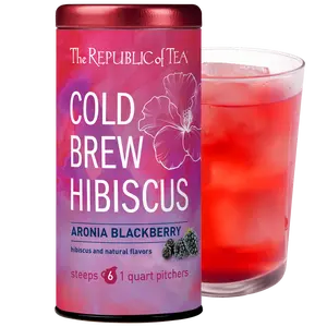 The Republic of Tea – Cold Brew Hibiscus Aronia Blackberry Iced Tea, Large Herbal Iced Tea Pouches, Steeps Six One-Quart Pitchers