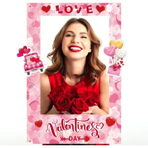 Valentine's Day Photo Prop Frame Valentine's Day Theme Selfie Photo Booth Picture Frame and Props for Party Decoration Romantic Sweet Favor Wedding Ornament