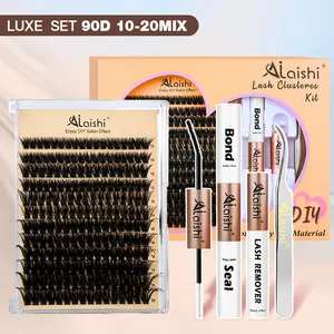 Ailaishi 80D Lash Clusters Kit 240PCS DIY Eyelash Extensions 10–20mm Dense Volume Lashes with Bond & Seal Remover Tweezers  for Self Use