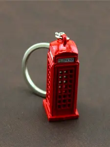 Vintage London Phone Booth Keychain, British Style 3D Mini Phone Booth Key Ring, Travel Souvenir, Cute Backpack Charm, Metal Accessory