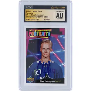 Elias Pettersson Vancouver Canucks Autographed 2020-21 Upper Deck Series 1 Portraits #P-16 CGC Fanatics Witnessed Authenticated Auto10 Card - Fanatics Authentic Certified