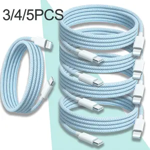 3/4/5-pack Type-C to Lightning Charging Cables Exclusive for iPhone 14, Compatible with iPhone 13/13 Pro, Fast Charging, PD Fast Charge Support for X Phone Plus and XR, Car Charging Available, 1m Phone Charger for iPhone 11, Durable Cable Design