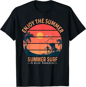 Surfer Vintage Surfing Surf Board Beach Graphic Plus Size T-Shirt - Jessicabal Shop 58B099MKRCQP