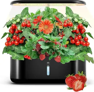 Hydroponics Growing System Black Watch-it-Grow 10 Pods 24W Full Spectrum Grow Lights Indoor Garden Plant with 2 Light Modes & Automatic Lighting Timer for Fast Growth