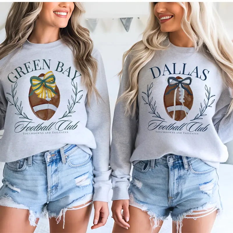 Coquette Football Sweatshirt Girly Football Bow Pullover Coquette City Football Team Sweatshirts Hometown Football Pullovers Unisex Football Sports Sweatshirts