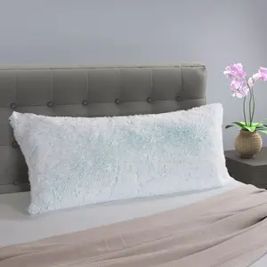 Teal Fluffy Body Pillow, 20" x 48", Super soft fuzzy front and plush back