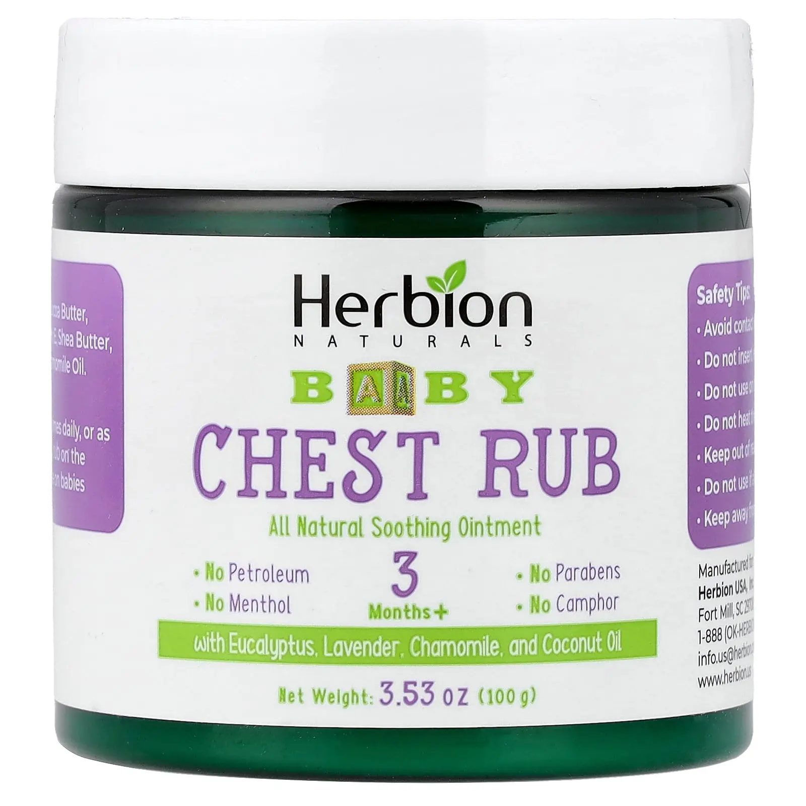Herbion Naturals Baby Chest Rub, 3 Months+, 3.53 oz (100 g) | HSA/FSA Eligible