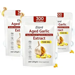 3Pack Elare Aged Garlic Extract, 300 Softgels, 7500mg Odorless Heart & Immune