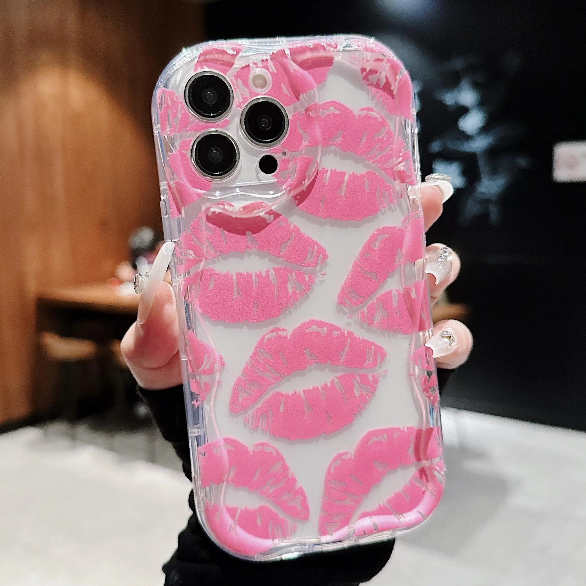Lip Pattern Clear Phone Case, Anti-drop Cellphone Protective Case, Total Protective Shockproof Mobile Phone Cover foriPhone 16 Pro X XS MAX 11 12 13 14 15 Plus Series Case