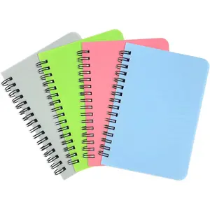 Spiral Notebook 4 Pack Small Pocket Notebook 4.1''x5.9'' A6 Mini Journal Plastic Hardcover Ruled Notebook 4 Color 480 Pages for School Work and Aesthetic  Office Supplies for Teen Girls,Boys