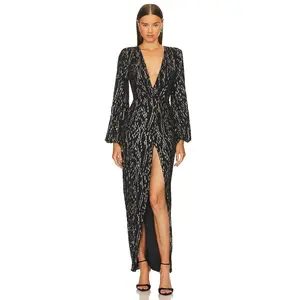 Michael Costello x REVOLVE Oberon Gown in Black & Gold