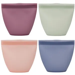 WeeSprout Reusable Snack Bags, Zip Snack Bags for Kids, Set of 4