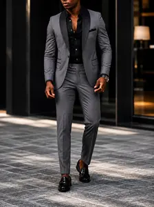 Men's Slim Fit 2 Piece Suit Shawl Lapel Formal Tuxedo Set Wedding Prom Business Suit