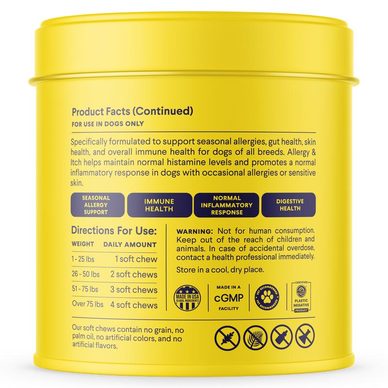 FINN Allergy & Itch for Dogs - Natural Allergy Relief, Itchy Skin, Immune Support, Bee Propolis, Probiotics - 90 Soft Chews