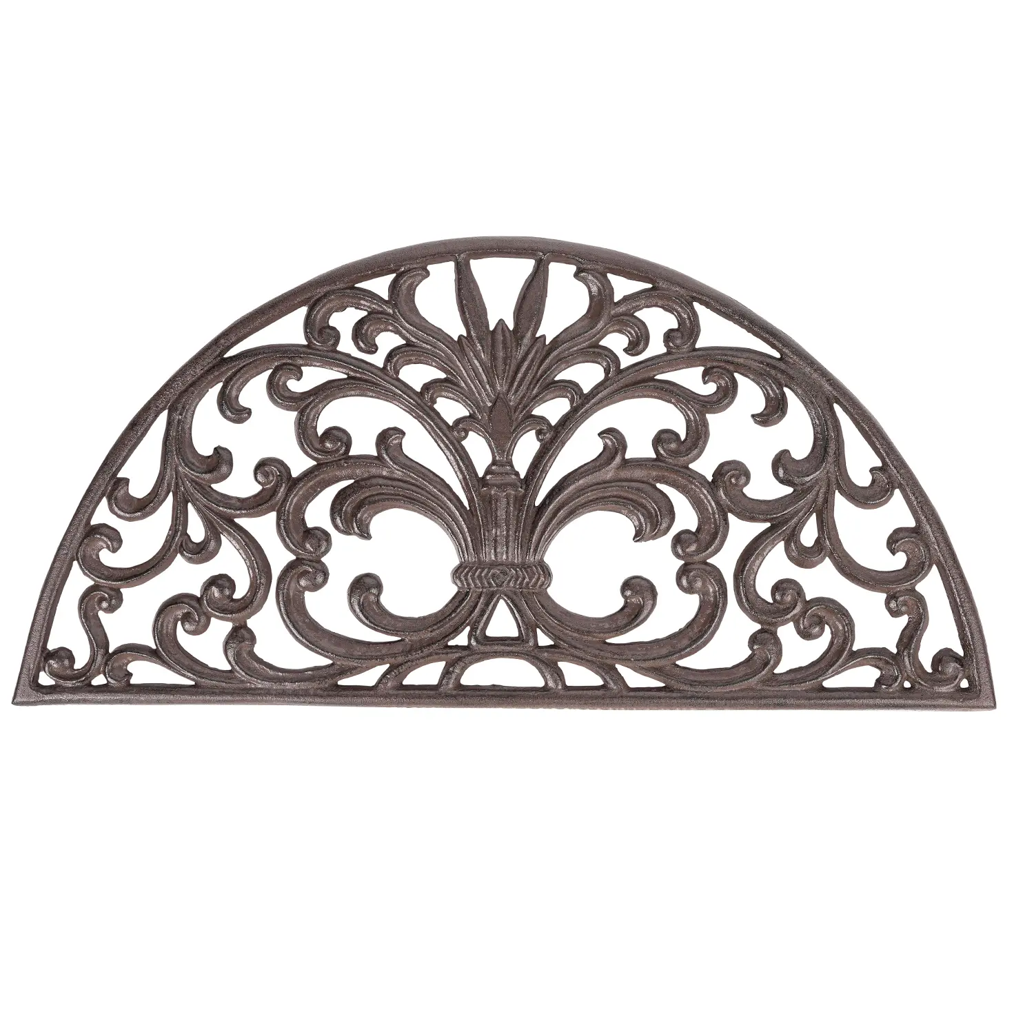Sungmor Heavy-Duty Cast Iron Retro Look Semicircle Doormat, 27.2in Decorative Vine Anti-Slip Traction Outdoor Shoe Scraper, Front Door Entryway Decor Mat, Arch-Shaped Doormats