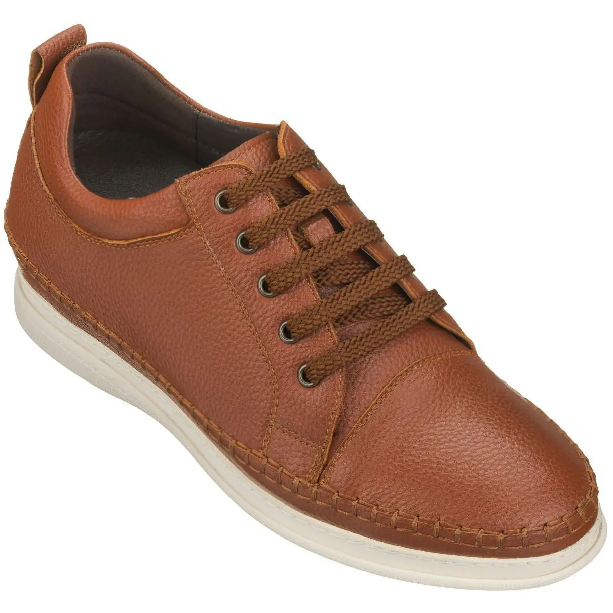 CALTO Casual 3 Inch Leather Elevator Sneakers - Brown - S4313