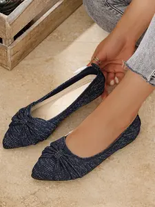 Women's Solid Color Cross Ankle Strap Ballet Flats, Casual Comfortable Flat Shoes, Lightweight Breathable Summer Footwear, Slip On Shoes